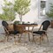 Merrick Lane Mael Bistro Style Table with Tempered Glass Top, Textilene, and Bamboo Finished Metal Frame for Indoor/Outdoor Use